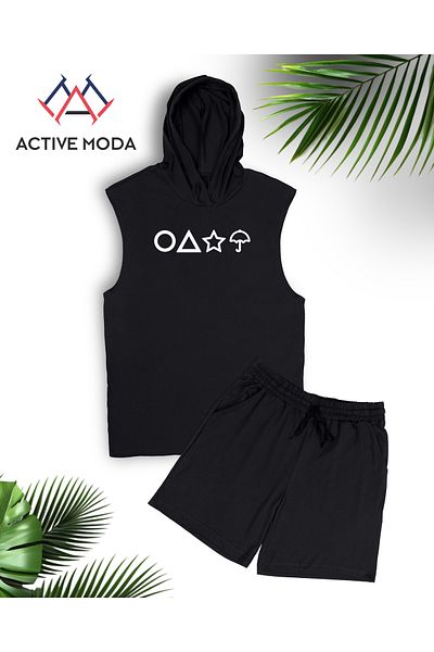 ACTIVE MODA Set de 2 pantaloni scurți pentru gimnastică pentru bărbați imprimați GAME OVER