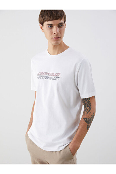 LC Waikiki Ανδρικό μπλουζάκι LCW Crew Neck με εμπριμέ χτενισμένο βαμβάκι