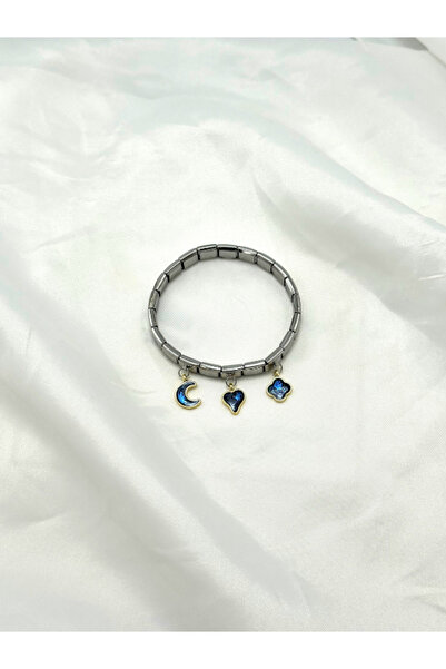 Lav Aksesuar سوار ساحر إيطالي - على شكل قمر وقلب وزهرة مع 3 أشكال متدلية (هدي...