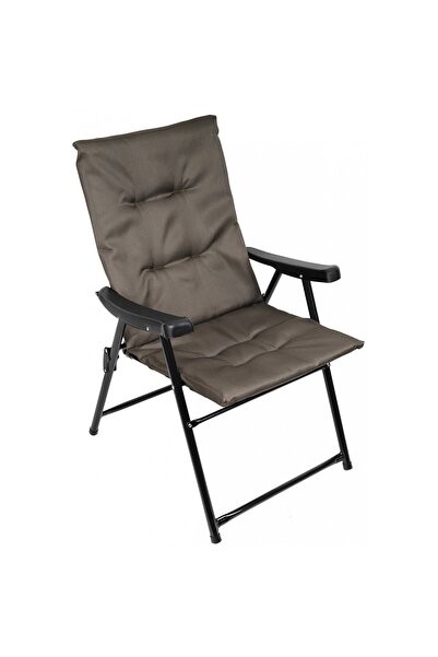 SERSIMO Scaun de grădină pliabil cu pernă, structură metalică, 59x66x90 cm, maro