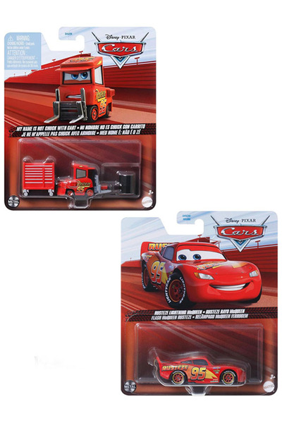 CARS Disney Pixar Cars 2 Araç Set - My Name Is Not Chuck With Cart & RustEze Lightning McQueen (1/55)