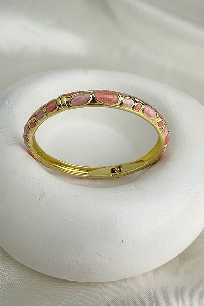 Modex Special Series Enameled Round Details Handcuff Bracelet (Diameter: 6cm)