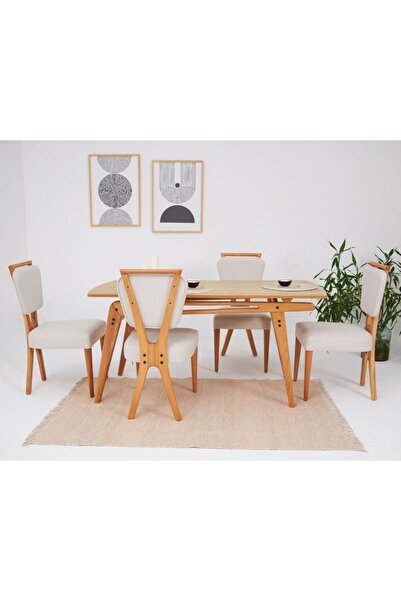 VOWTURKEY Palace İskandinav Gürgen İskelet Mutfak&Salon Masa Sandalye Takımı(...