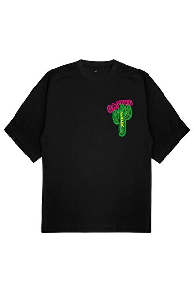 SVART WEAR تي شيرت CACTUS مقاس كبير تي شيرت أسود