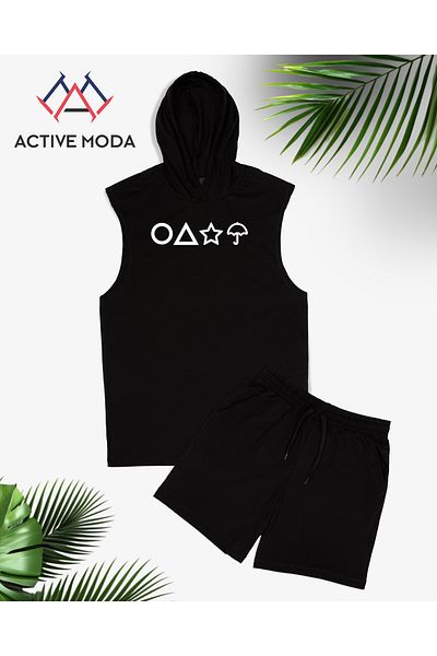 ACTIVE MODA Set de 2 pantaloni scurți pentru gimnastică pentru bărbați imprimați GAME OVER