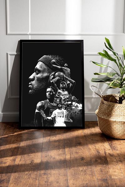 Saturn Lebron James Framed Painting - Basketball Nba Poster Painting