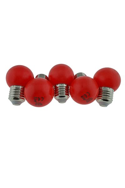 Forever Set de 5 becuri LED, E27 G45, Forever Light 86283, 2W, unghi larg 360°, culoare roșie