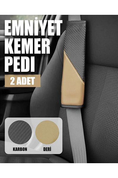 wimbledon Comfortdrive Seat Belt Pad Set - Neck and Shoulder Protector Belt Pad 2 Pack Black Beige
