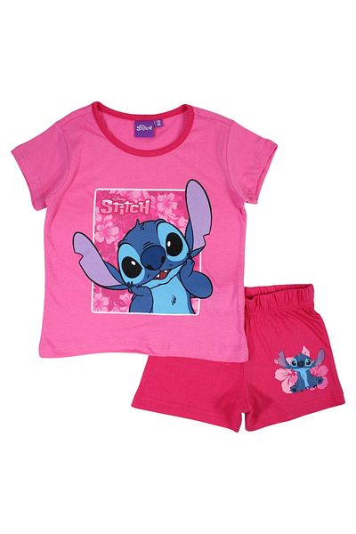 Stitch Children's short-sleeved pajamas, 100% cotton, pink, Happy Days, Stitch