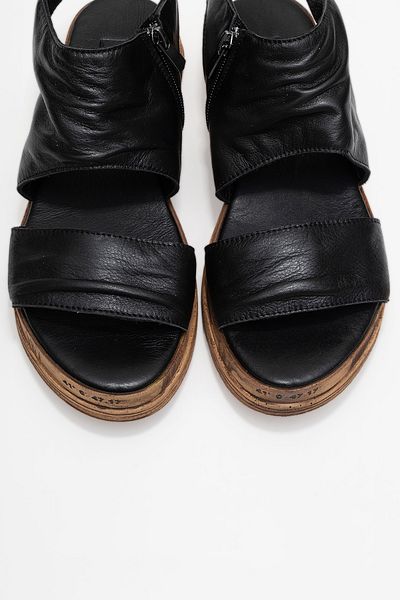 LuviShoes Sandale de damă LUNAS din piele naturală neagră cu fermoar lateral