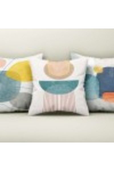 Lenjerii Deosebite Set 3 Decorative Pillow Covers 43x43cm, Geometric Pastel Design