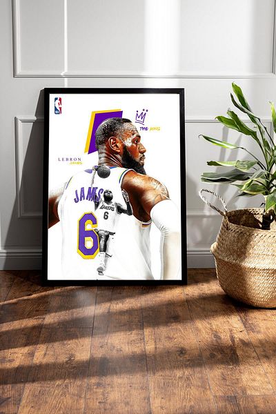 Saturn Pictură înrămată de LeBron James - Pictură poster The King NBA