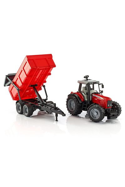 Bruder Tractor Massey Ferguson 7480 cu remorca basculanta, Bruder 02045