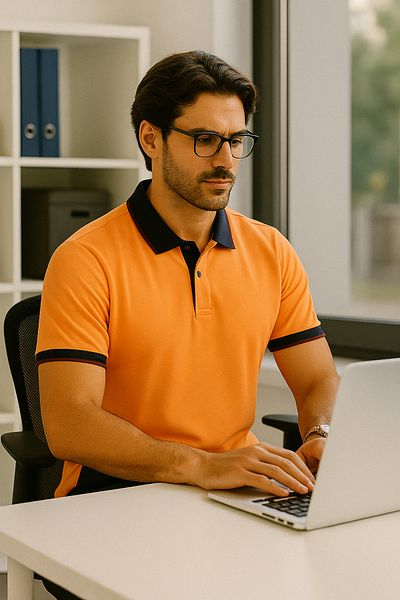 LACİVERTMEN Navy Blue 2988-1 Cotton Polo Neck Regular Fit T-Shirt with Collar and Cuff Detail