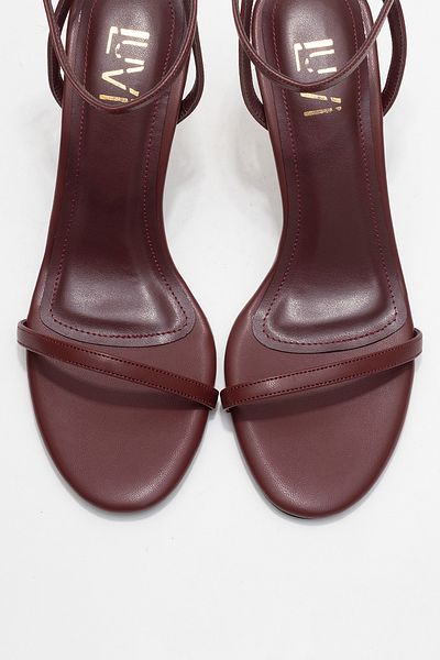 LuviShoes Jasmine Burgundy Leather Single Strap Women's Heeled Shoes