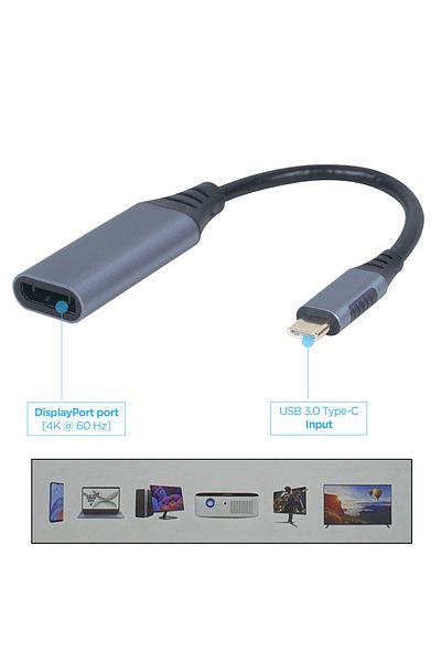OEM Adapter cable, video converter, USB type C male to DisplayPort female, Cablexpert 12136