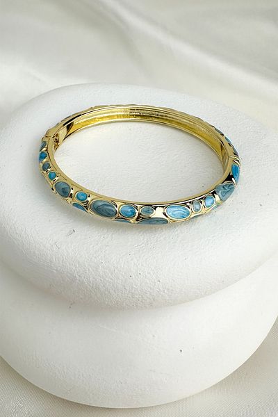 Modex Special Series Enameled Round Details Handcuff Bracelet (Diameter: 6cm)
