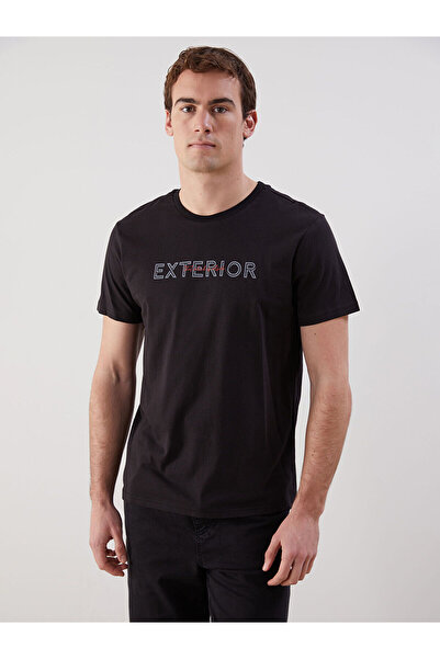 LC Waikiki طاقم الرقبة قصيرة الأكمام المطبوعة بتمشيط تي شيرت رجالي