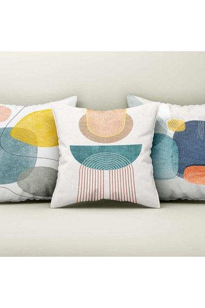 Lenjerii Deosebite Set 3 Decorative Pillow Covers 43x43cm, Geometric Pastel Design