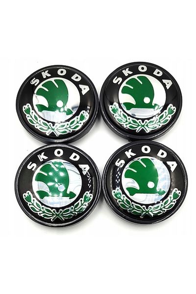 OEM Set 4 capace roti 56/52mm compatibil jante aliaj Skoda, verde