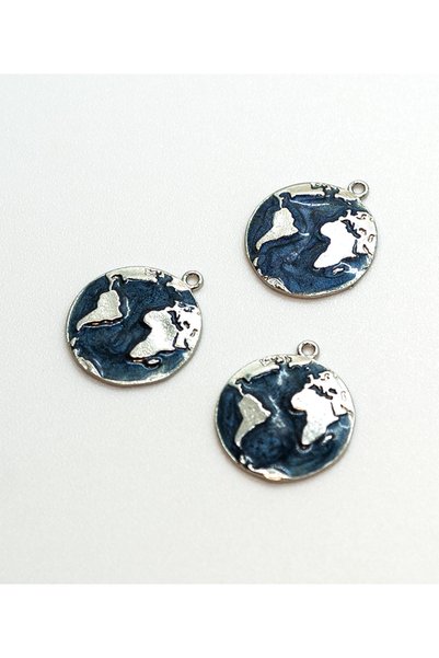 Yıldırım Travel Themed Jewelry Making Supplies - World Map Pendant – 21X18 mm Globe Charm