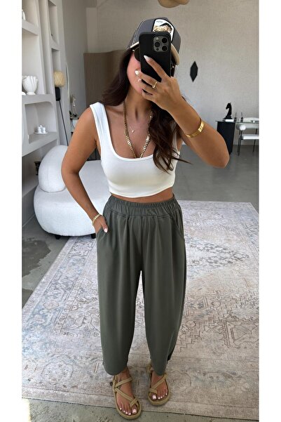 Buket Teke Χακί Modal φαρδιά αθλητική φόρμα