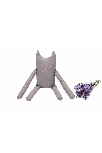 Somnart cat-shaped pillow, cotton, lavender filling, Gray