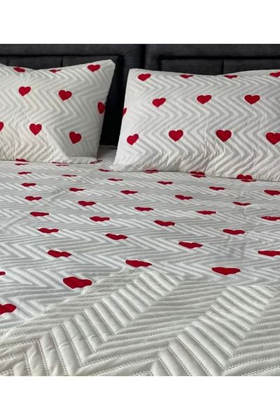 Tekstilsa Micro Fabric |   Digital Printed |   Dowry Double Bedspread Set |   Gift 3 Pieces White