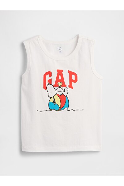GAP Erkek Bebek Beyaz Gap Logo Snoopy Baskılı T-Shirt