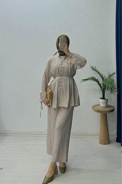 lurex moda Binding Detailed Set with Buttons