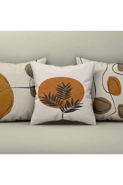 Lenjerii Deosebite Set 3 decorative pillow covers 43x43cm, Abstract vegetal design