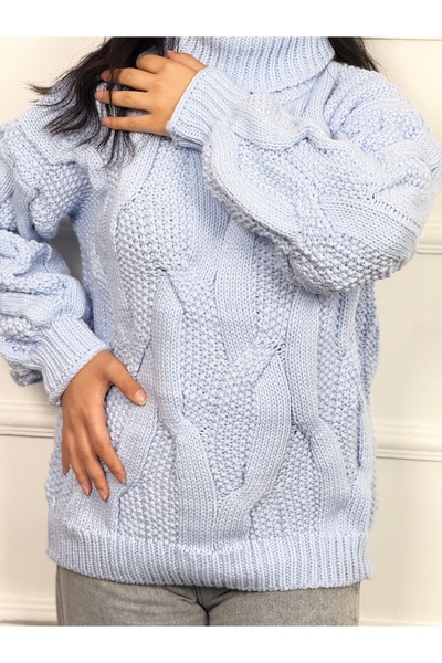 RACE FASHİON Pulover din tricotat împletit cu păr cu gât rotund RC8203