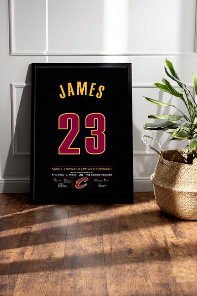 Saturn Lebron James Jersey Framed Painting - Nba Cleveland Cavaliers Jersey