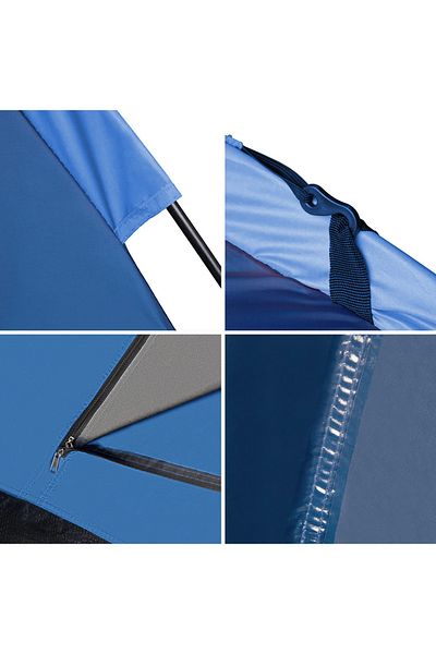 zola Cort camping,2 persoane, 1 camera, cu marchiza, poliester, 205x150x105 cm, albastru