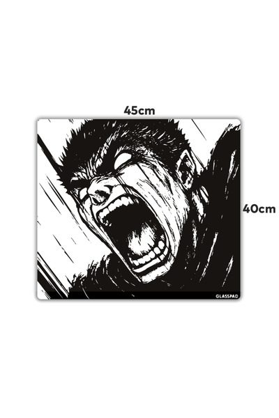 GlassPad Cam Mouse Pad - Berserk: Guts (1) - Premium Temperli Cam - 45x40 Cm [M]