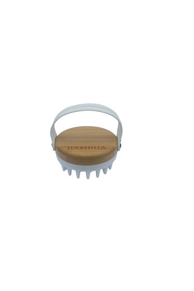 Bambua Bambua Scalp Massage Brush, ‎ 8.5 x 7.8 x 8 cm, bamboo, silicone, white