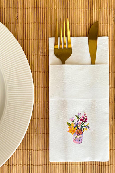 loyderlena Cepli Airsoft Lux Vazoda Çiçekler Baskılı Sunum Peçetesi 40x40 Cm ...