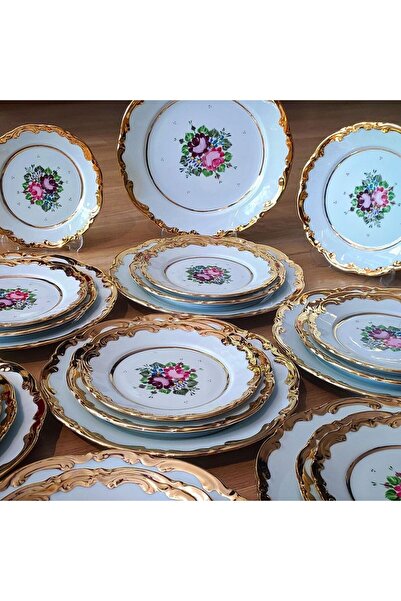 manushum El Boyaması Porselen Pasta Tabağı 19cm-beyaz 6 Adet