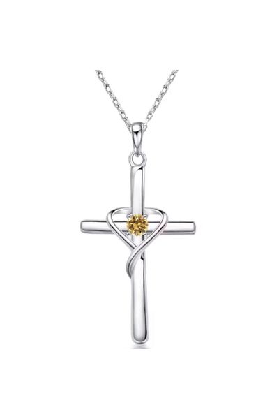 OEM LĂNȚIȘOR ȘI PANDANTIV CRUCIULIȚĂ DIN ARGINT 925 ȘI DIAMANT ZIRCONIU AURIU