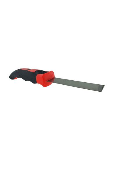 OEM Stainless steel spatula with plastic handle, dimensions 225 x 38 x 27 mm, black with red