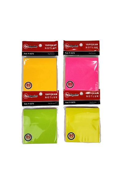 FixPoint 2 Pieces 80 Sheets Colorful Postit Adhesive Memo Pads
