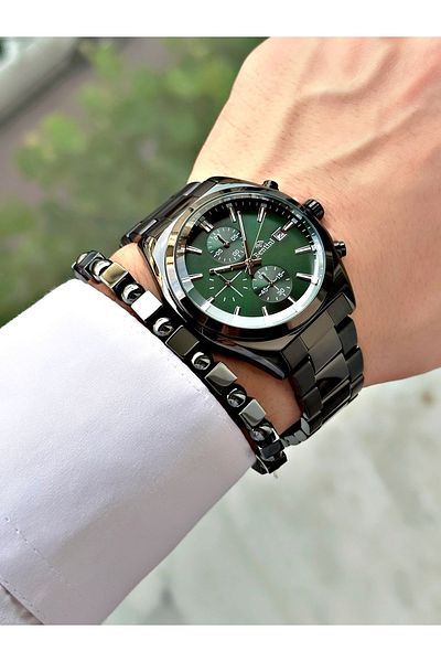 Bentini Men's Wristwatch – Multifunctional, Waterproof, Steel Band, 2 Years Warranty + Bracelet Gift