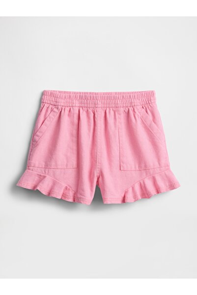 GAP Kız Bebek Açık Pembe BabyGap Chambray Volanlı Pull-On Şortlar