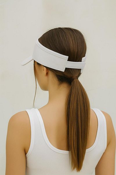BYBÜLENT White Visor Peak Outdoor Hat with Extension - Sunscreen Stylish Headgear