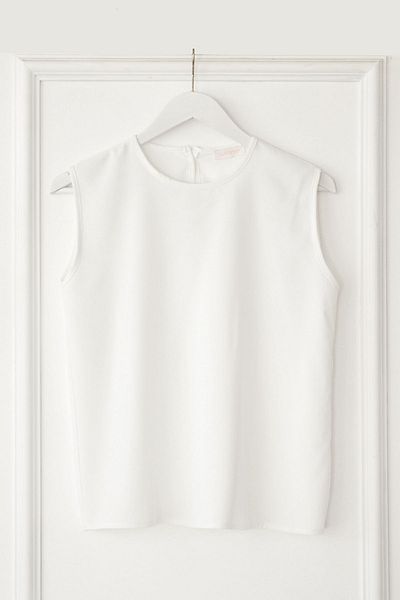 Rukayyel Sleeveless Crepe Underwear-Ecru