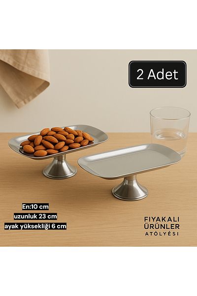 Fiyakalı Ürünler Atölyesi 10X23 cm Footed Boat Presentation Plate, Snack Plate, Breakfast Plate, Presentation Plate, Cosmetic, Jewelry Plate