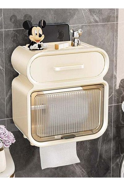 Raffine Multifunction Wall Mounted Tissue Box Toilet Paper Holder Tissue Dispenser Non Perforated Waterproof
