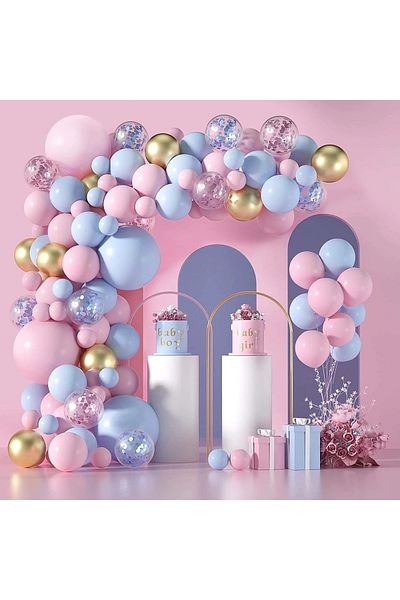 Baloane Vesele Baby Girl Baptism Balloon Arch Pastel Colors 124 Pieces ARC80