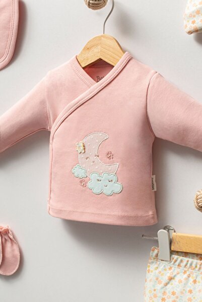 Bebitof Cute Moon and Clouds Patterned Baby 5 Piece Newborn Hospital Release Bodysuit Set