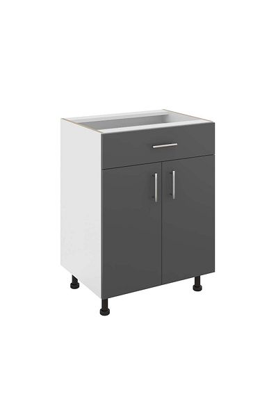haaus.ro Haaus Karo Base Cabinet, 1 Drawer, 2 Doors, Anthracite/White, 60 x 50 x 80 cm